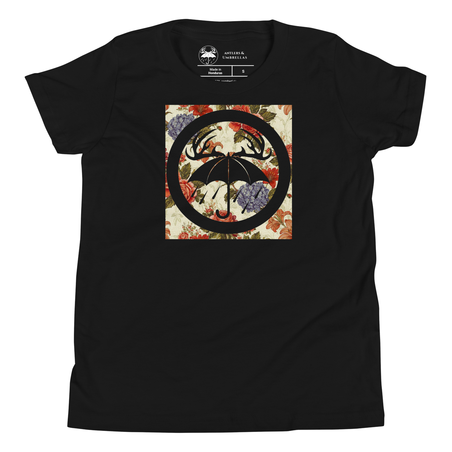 Youth Floral Cutout Logo Tee