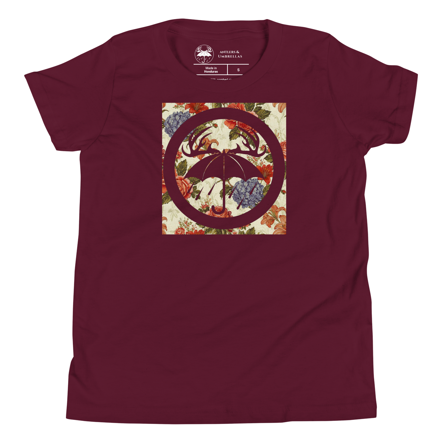Youth Floral Cutout Logo Tee